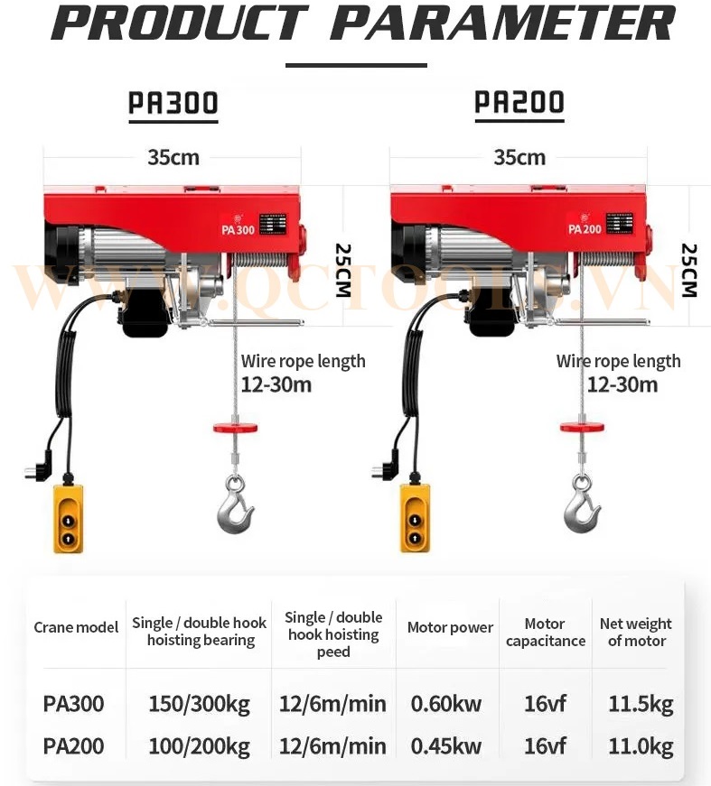 Tời điện PA200 toi dien 1 tan