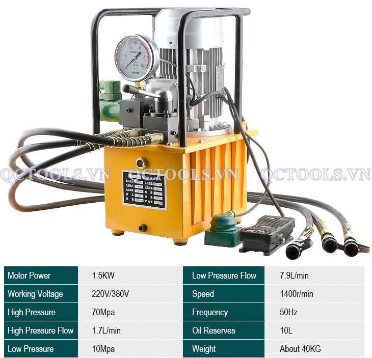Bơm điện thủy lực 10 lít model DB150-D3 Bom dien thuy luc 700 bar DB150 D3