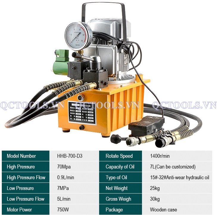 Bơm điện thủy lực 3 vòi model HHB-700D3 Bom dien thuy luc HHB 700 D3