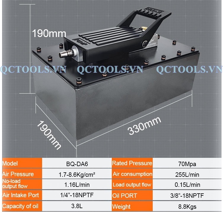 Bơm khí nén thủy lực đạp chân BQ-DA6 Bom thuy luc khi nen BQ DA6
