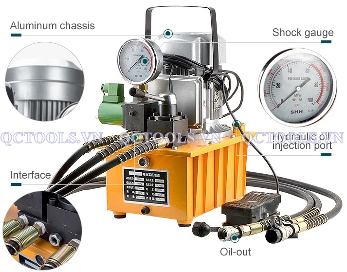 Bơm điện thủy lực 3 vòi model HHB-700D3 CAU TAO BOM DIEN THUY LUC HHB 700D3