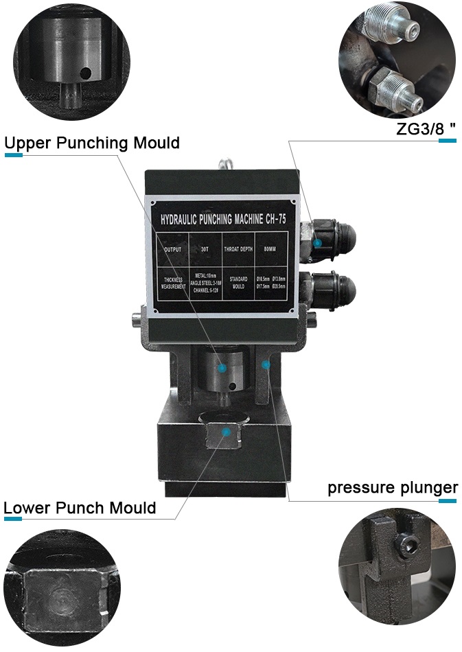 Máy đột lỗ thủy lực CH-75 CAU TAO SAN PHAM MAY DOT LO THUY LUC CH 75