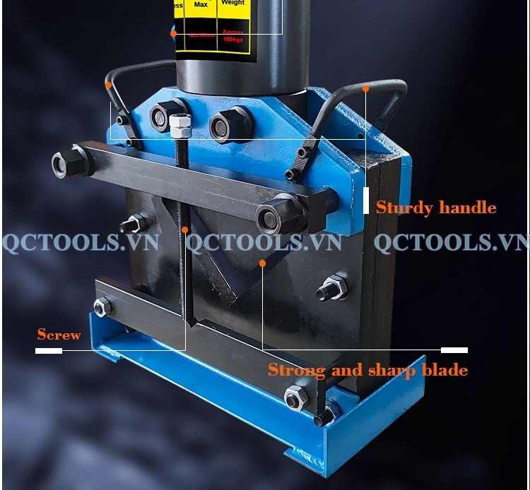 Máy cắt thanh cái thủy lực 100 tấn CWC-300 CHI TIET CAC BO PHAN CUA MAY CAT THEP GOC THUY LUC 100 TAN