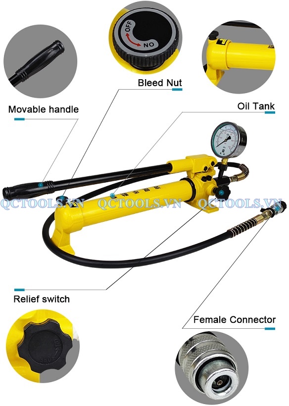 Bơm tay thủy lực 0.7 lít CP-700B Cau tao bom tay thuy luc CP 700B