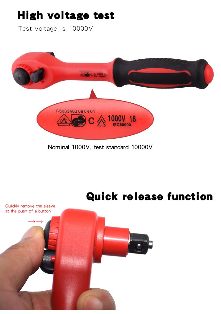 Cần tự động cách điện 1000V dài 150 mm 1/4" VDE ratchet wrench 250 mm