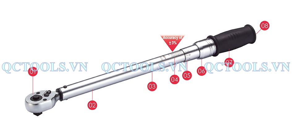 Cờ lê cân lực 150-800 N.m model JW-800-1 cau tao cua co le can luc