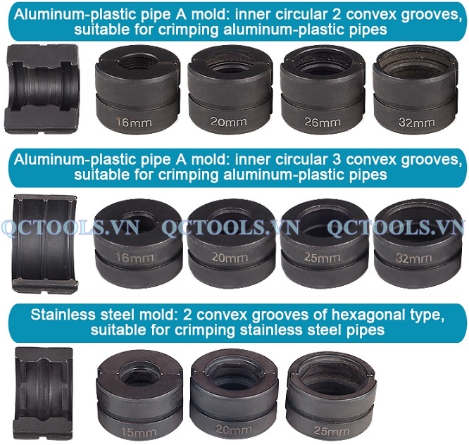 Kìm bấm cos thủy lực cầm tay CW-1632 Cac dai ep cho kim ep cos 16 32 mm