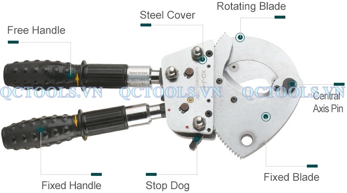 Kìm cắt cáp nhông XD-130A Chi tiet cac bo phan kim cat cap nhong XD J 40