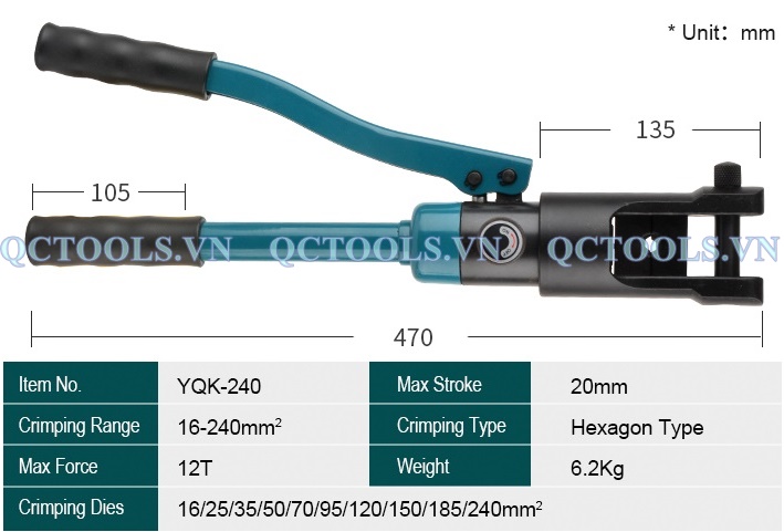 Kìm ép cos thủy lực YQK-240 Kim ep cos thuy luc YQK 240