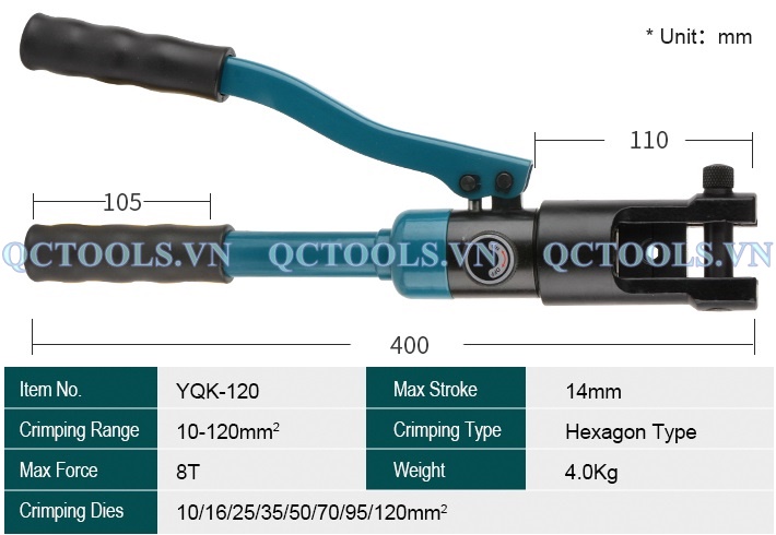 Thong so kim ep dau cos thuy luc YQK 120