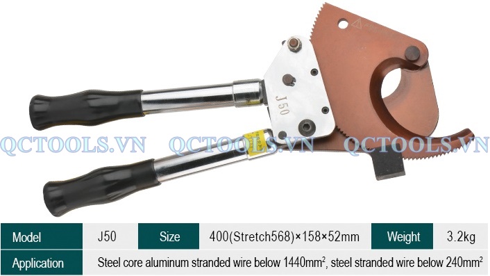 Kìm cắt cáp nhông J50 Thong so ky thuat kim cat cap nhong J50