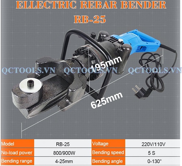 Thong so may uon sat thep thuy luc cam tay chay dien RB 25