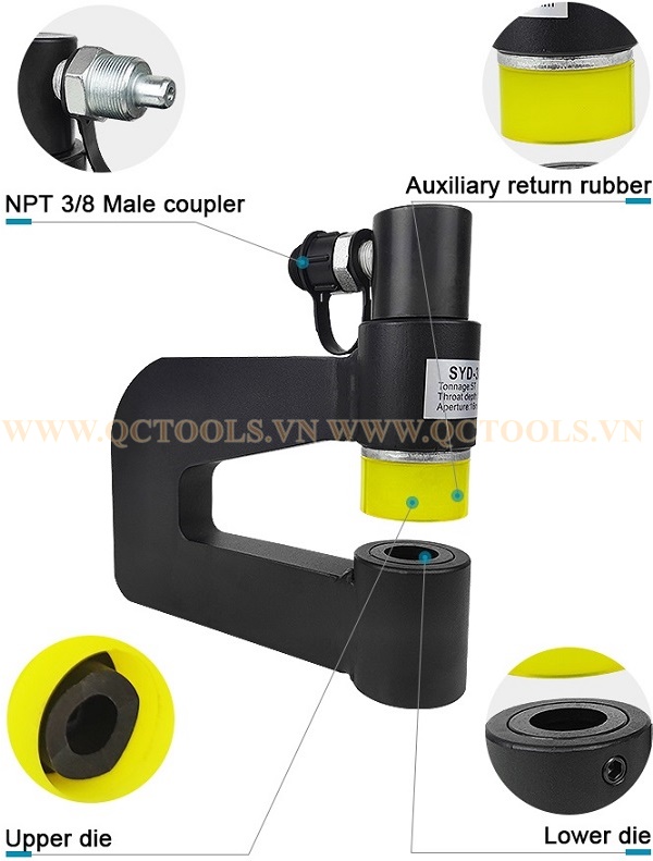 Đột lỗ tôn thủy lực SYD-32BF Chi tiet cac bo phan may dot lo thuy luc roi bom SYD 32BF