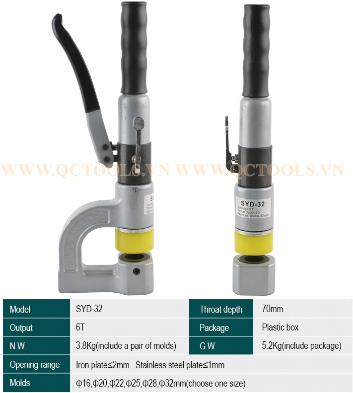 Đột lỗ tôn thủy lực SYD-32 Dot lo thuy luc cam tay SYD 32