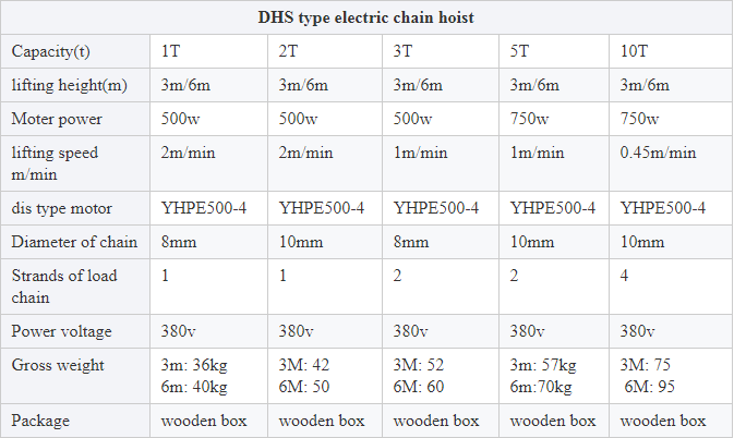 Pa lăng xích điện DHS 10 tấn 6m DHS Series Electric Chain Hoist With High Quality 1