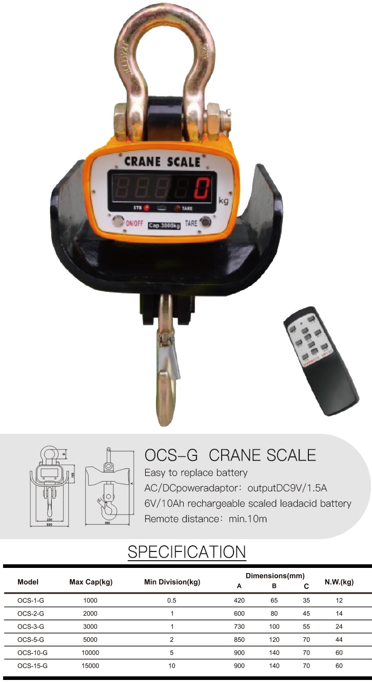 Cân treo điện tử 3 tấn OCS-3-G OCS G CRANE SCALE