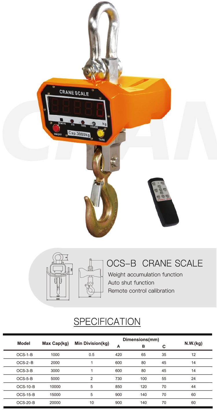 Cân treo điện tử 5 tấn OCS-5-B Thong so ky thuat cua can moc treo dien tu