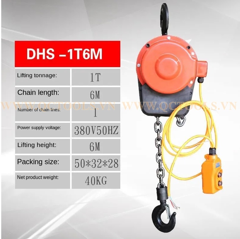 Pa lăng xích điện DHS 1 tấn 6m pa lang xich dien 1 tan 6 Met