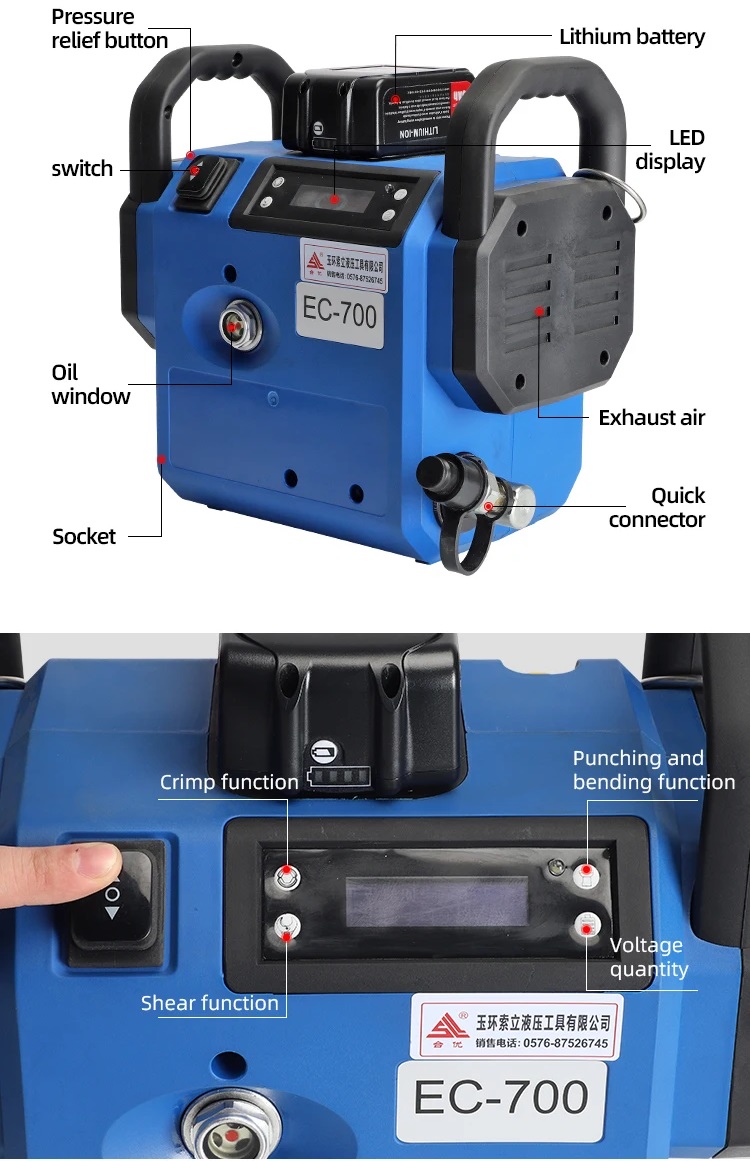 Bơm thủy lực chạy pin EC-700 CHI TIET CAC BO PHAN CUA BOM THUY LUC CHAY PIN