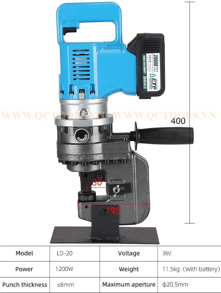 Máy đột lỗ thủy lực chạy pin LD-20 battery powered steel punching tool LD 20