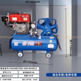 Máy nén khí chạy dầu diesel 12HP0.9/16 thong so kich thuoc 160L