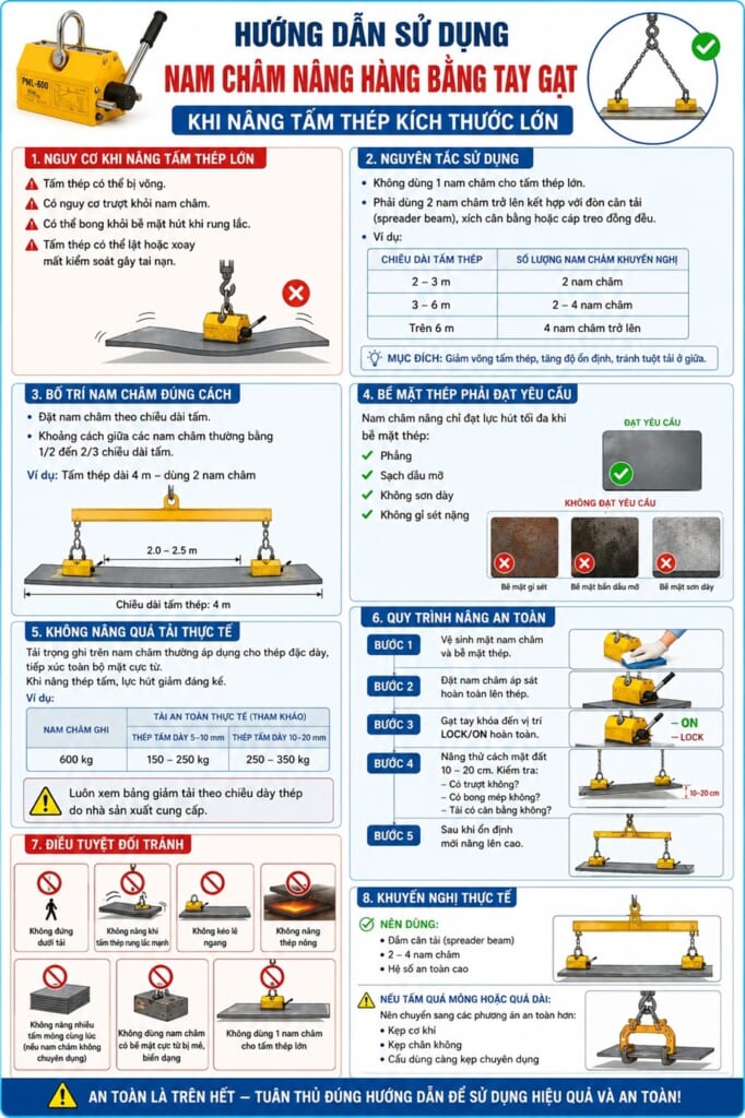 Hướng dẫn sử dụng nam châm nâng hàng bằng tay gạt CACH SU DUNG NAM CHAM NANG HANG TAY GAT