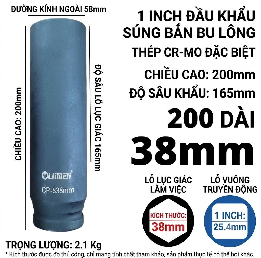 Khau 1 inch dai 200 mm luc giac 38 mm Khau 1 inch dai 200 mm luc giac 38 mm
