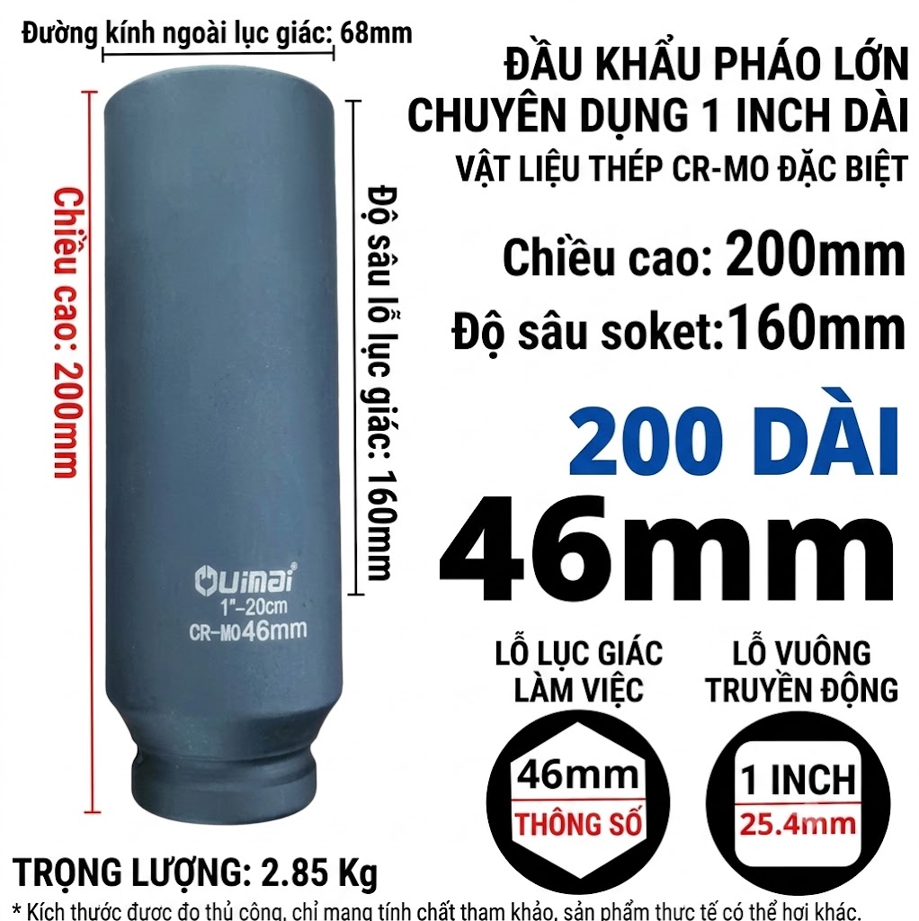 Khau 1 inch dai 200 mm luc giac 46 mm Khau 1 inch dai 200 mm luc giac 46 mm