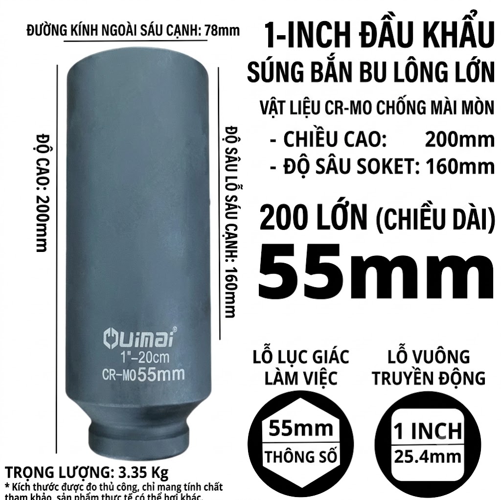 Khau 1 inch dai 200 mm luc giac 55 mm Khau 1 inch dai 200 mm luc giac 55 mm