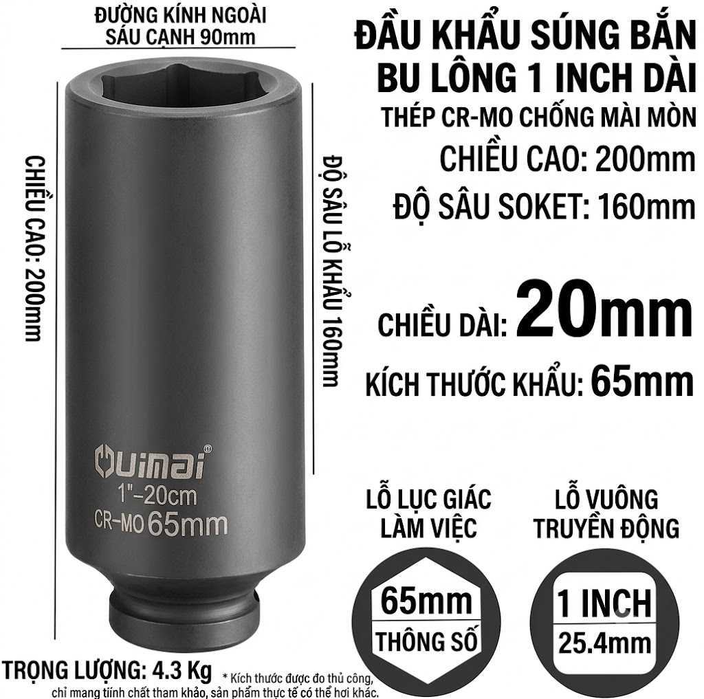 Khau 1 inch dai 200 mm luc giac 65 mm Khau 1 inch dai 200 mm luc giac 65 mm