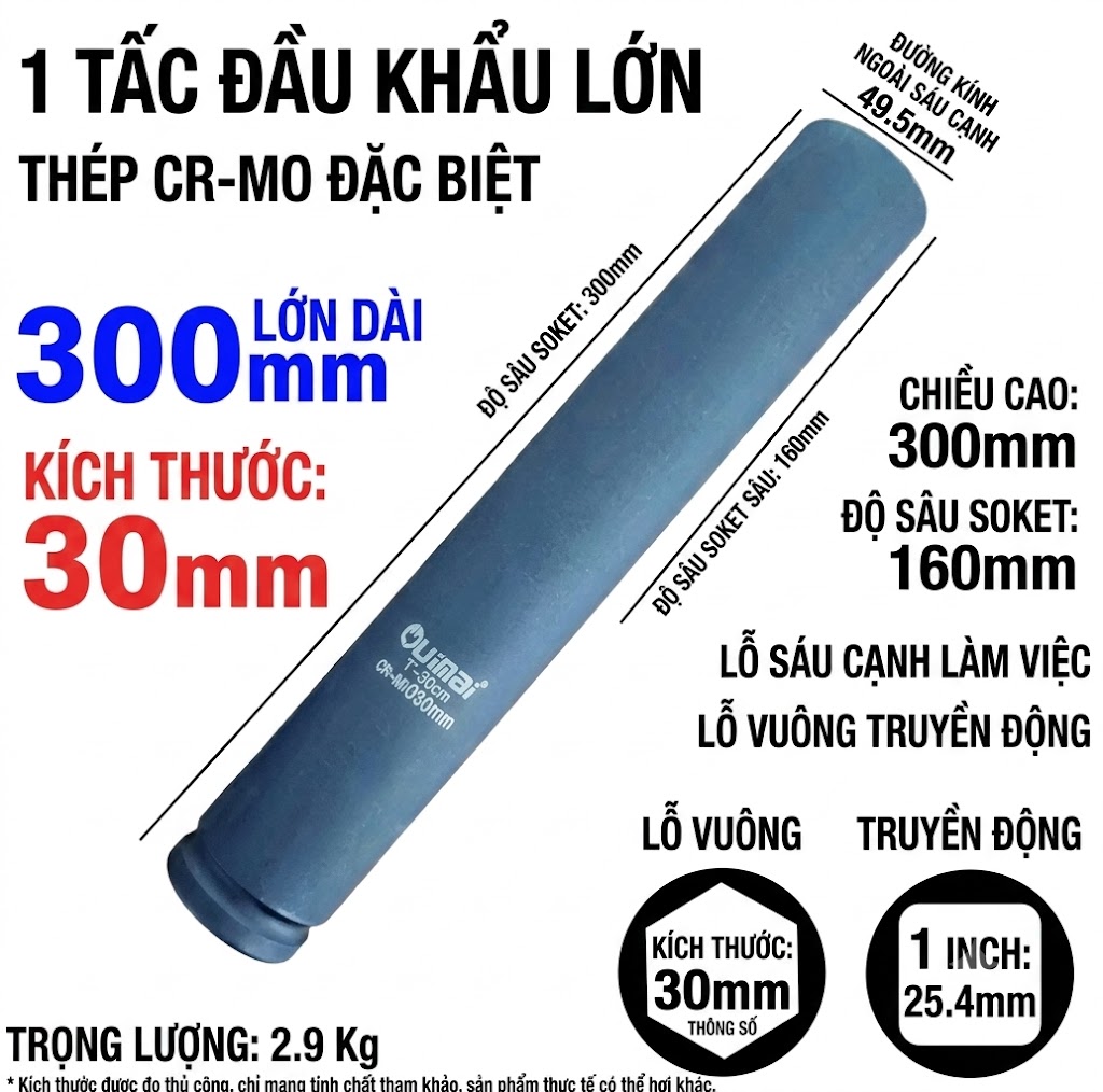 Khau 1 inch dai 300 mm luc giac 30 mm Khau 1 inch dai 300 mm luc giac 30 mm