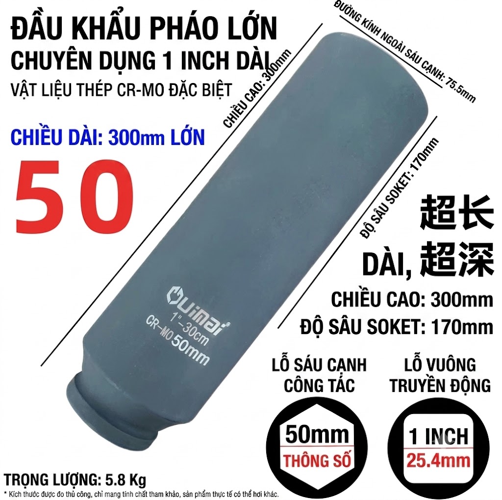 Khau 1 inch dai 300 mm luc giac 50 mm Khau 1 inch dai 300 mm luc giac 50 mm